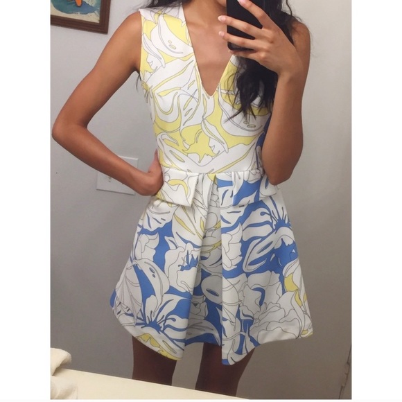 zara blue and yellow dress